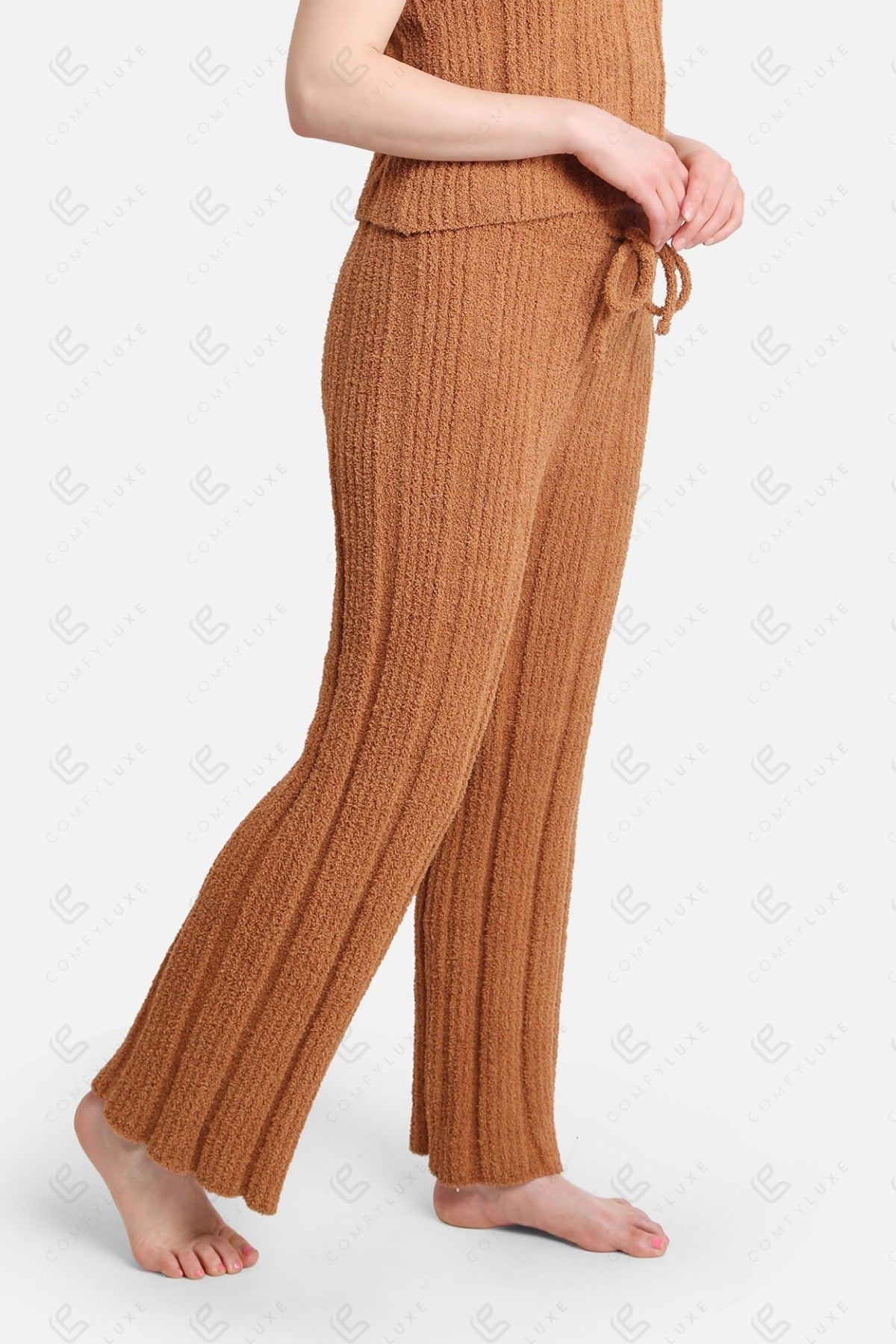 Luxe Ribbed Lounge Pants with Adjustable Drawstring – Ultra-Soft Microfiber Comfort Fit