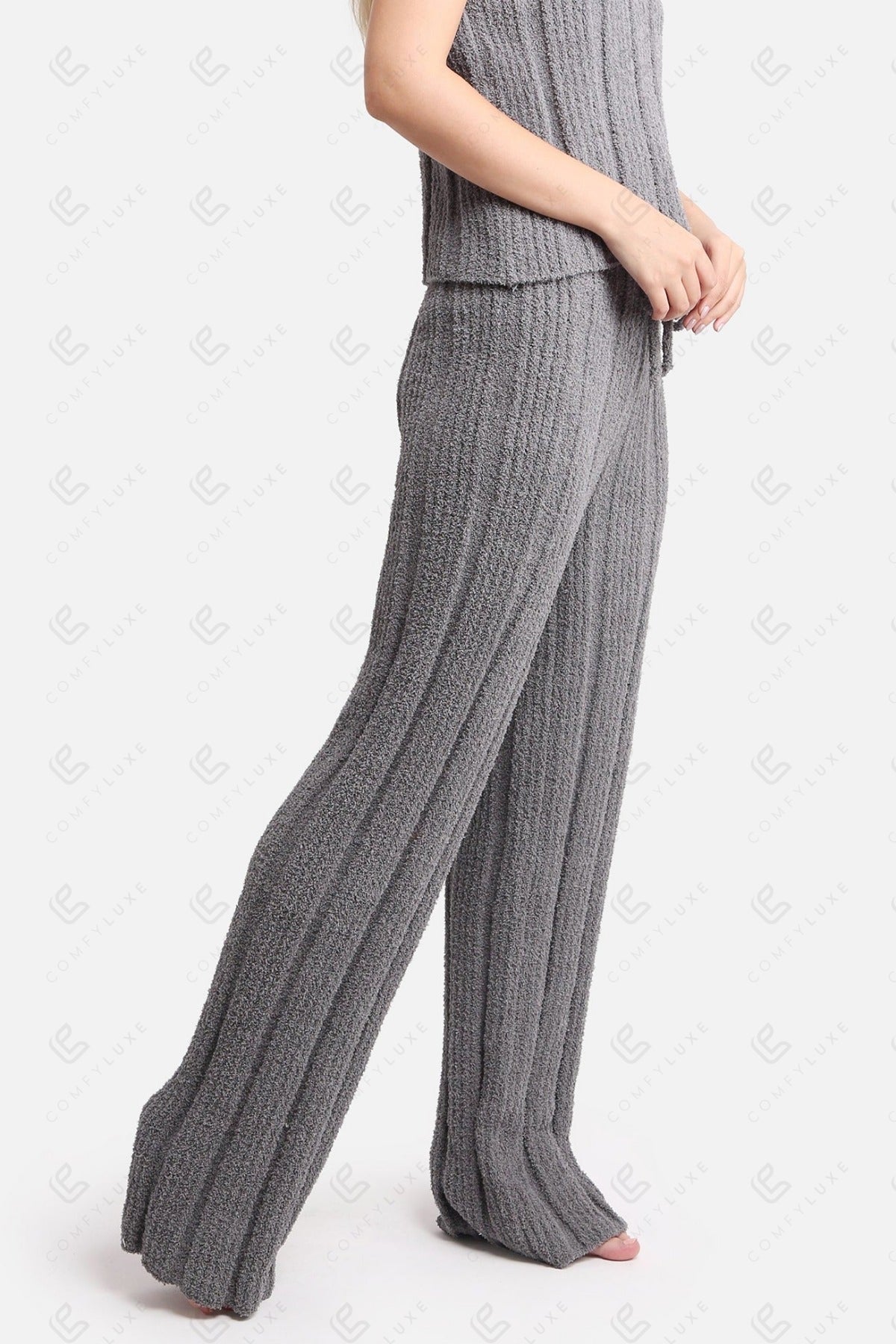 Luxe Ribbed Lounge Pants with Adjustable Drawstring – Ultra-Soft Microfiber Comfort Fit