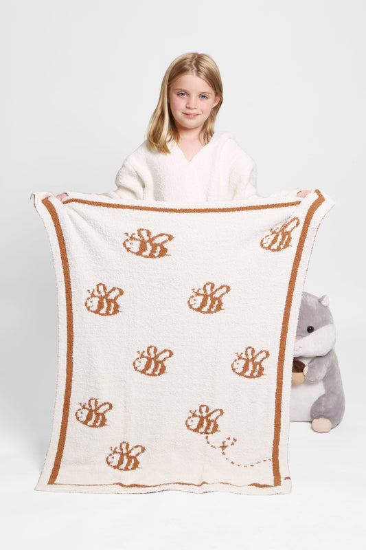 Kids Bee Print Microfiber Throw Blanket – Soft & Cozy 29” x 35” for Toddler Bedding & Nursery Décor