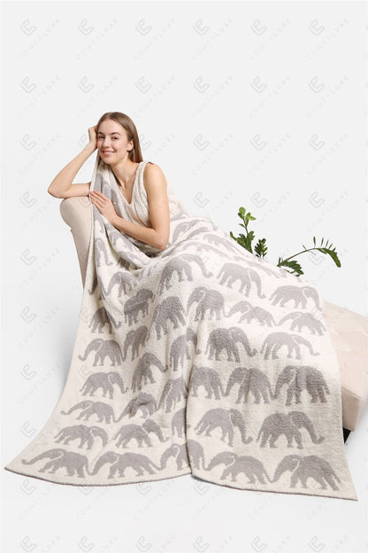 Elephant Print Luxury Soft Fleece Throw Blanket Microfiber Plush