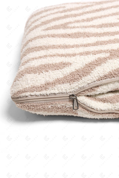 Zebra Print 2-in-1 Throw Blanket & Pillow – Ultra-Soft Microfiber, Beige Safari Design