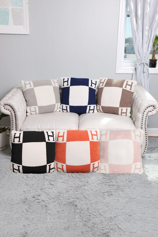 Luxurious Monogram Pillow Cover “H” – Elegant Decorative Cushion Case for Home Decor