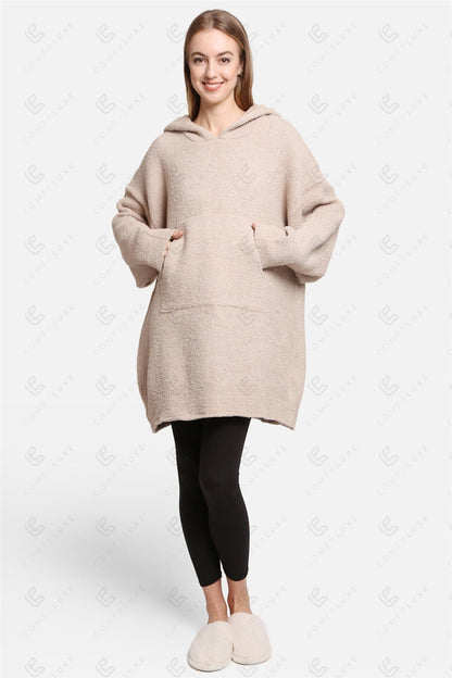 Oversized Sherpa Fleece Wearable Blanket Hoodie – Ultra-Soft Cozy Hoodie with Kangaroo Pocket & Hood for Ultimate Comfort