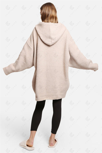 Oversized Sherpa Fleece Wearable Blanket Hoodie – Ultra-Soft Cozy Hoodie with Kangaroo Pocket & Hood for Ultimate Comfort
