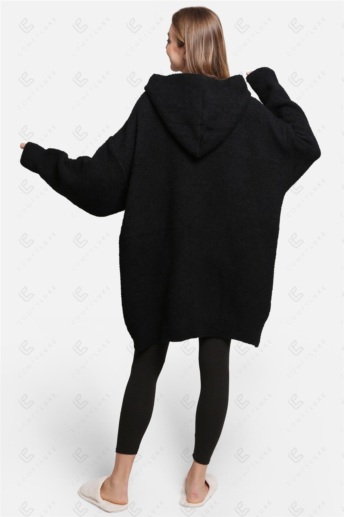 Oversized Sherpa Fleece Wearable Blanket Hoodie – Ultra-Soft Cozy Hoodie with Kangaroo Pocket & Hood for Ultimate Comfort