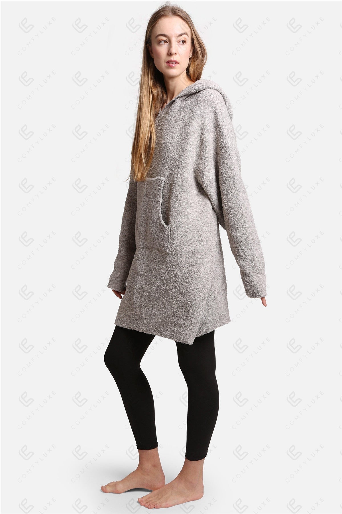 Oversized Sherpa Fleece Wearable Blanket Hoodie – Ultra-Soft Cozy Hoodie with Kangaroo Pocket & Hood for Ultimate Comfort