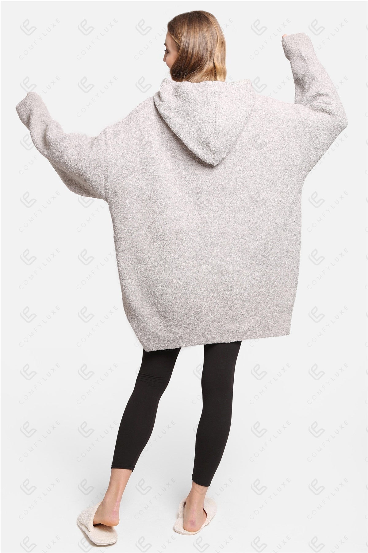 Oversized Sherpa Fleece Wearable Blanket Hoodie – Ultra-Soft Cozy Hoodie with Kangaroo Pocket & Hood for Ultimate Comfort