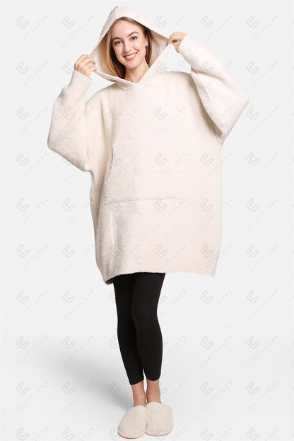 Oversized Sherpa Fleece Wearable Blanket Hoodie – Ultra-Soft Cozy Hoodie with Kangaroo Pocket & Hood for Ultimate Comfort