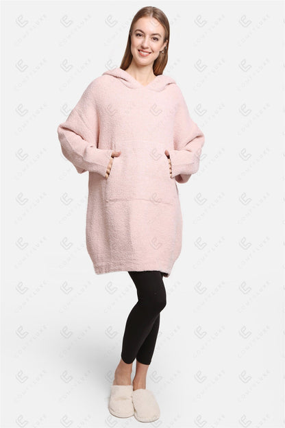 Oversized Sherpa Fleece Wearable Blanket Hoodie – Ultra-Soft Cozy Hoodie with Kangaroo Pocket & Hood for Ultimate Comfort