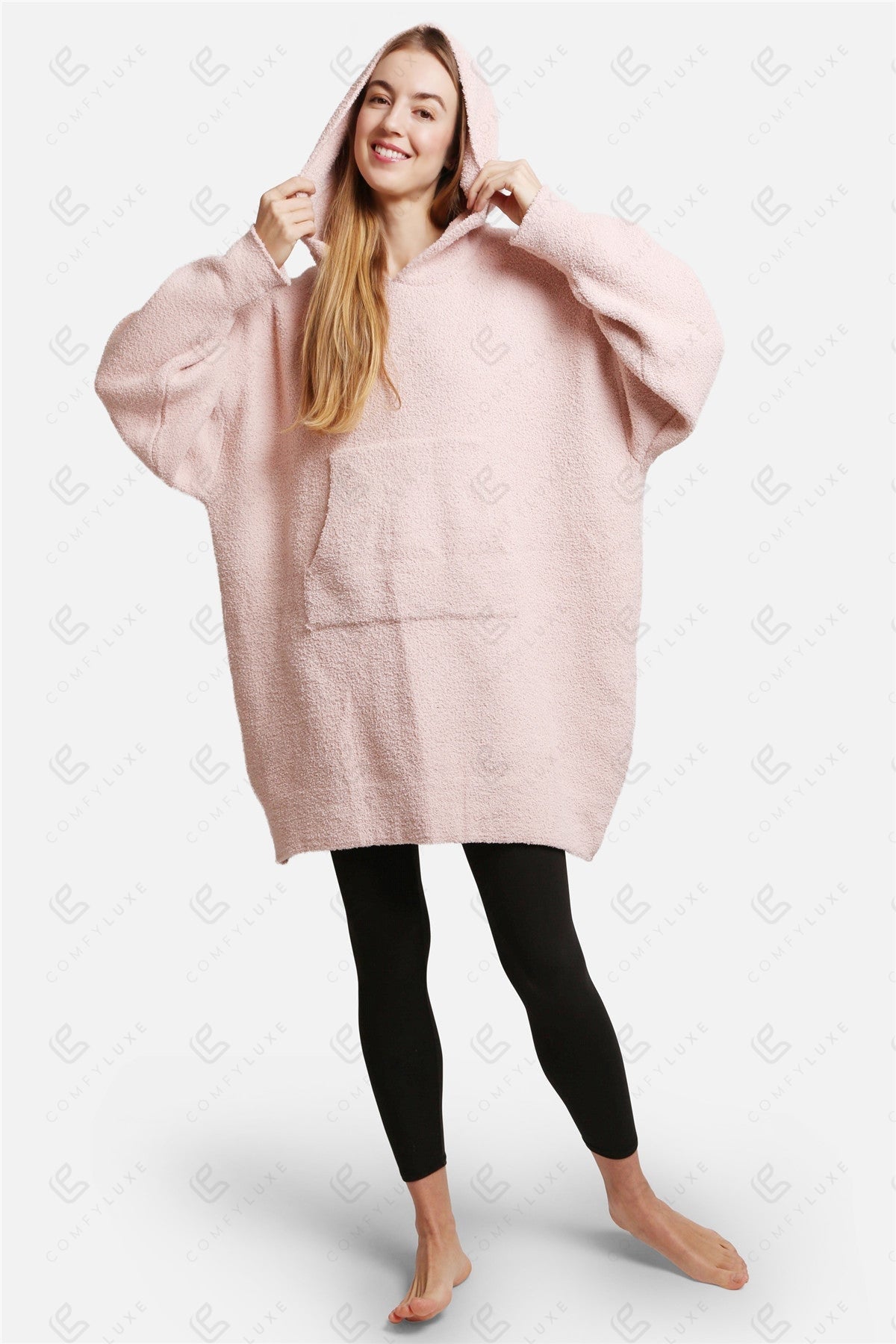 Oversized Sherpa Fleece Wearable Blanket Hoodie – Ultra-Soft Cozy Hoodie with Kangaroo Pocket & Hood for Ultimate Comfort