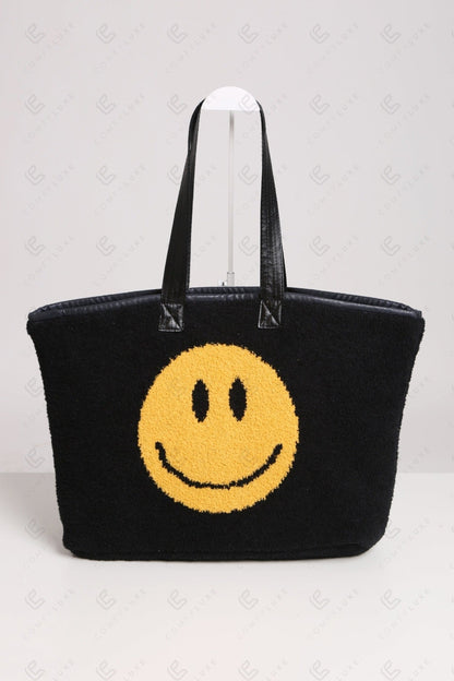 Happy Face Tote Bag – Spacious & Soft Smiley Print Shopper