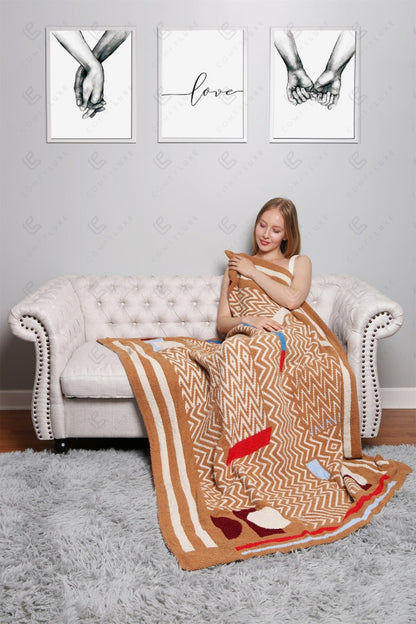 Ultra-Soft Geometric Fleece Throw Blanket 50×60 | 100% Polyester Microfiber, Warm Decorative Couch & Bed Throw