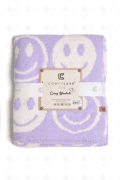 Kids Smiley Face Fleece Blanket – Ultra-Soft Microfiber Throw for Toddlers & Children Cozy & Colorful Bedding for Nursery, Playroom & Travel