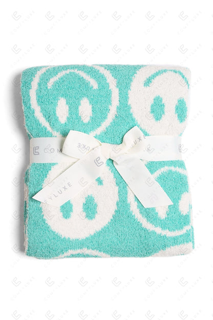 Kids Smiley Face Fleece Blanket – Ultra-Soft Microfiber Throw for Toddlers & Children Cozy & Colorful Bedding for Nursery, Playroom & Travel