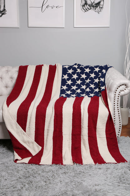 Patriotic American Flag Fleece Throw Blanket