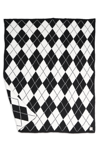 Luxe Argyle Plaid Throw Blanket – Ultra-Soft Microfiber Home Decor Accent (50” x 60”) – Beige, Black, Blue, Gray, Pink/Green, Red