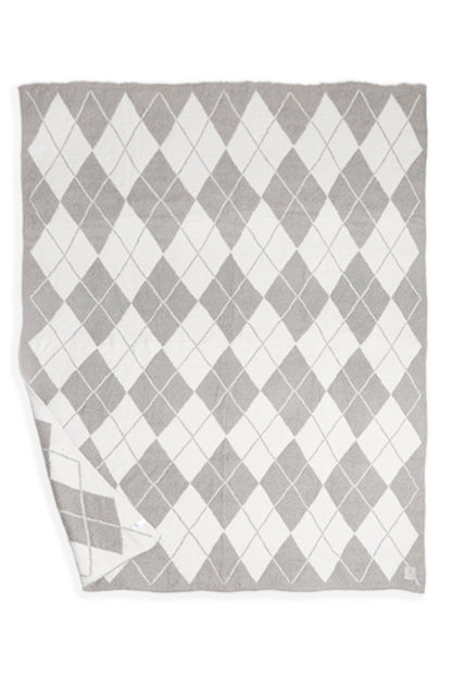 Luxe Argyle Plaid Throw Blanket – Ultra-Soft Microfiber Home Decor Accent (50” x 60”) – Beige, Black, Blue, Gray, Pink/Green, Red