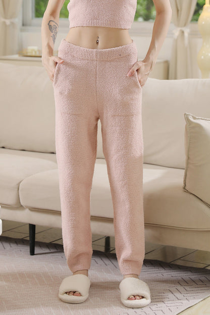 Luxury Women’s Lounge Pants with Pockets – Soft Microfiber Lounge Trousers, Elastic Waistband