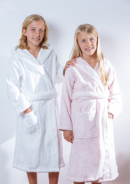 Kids' Zero-Twist Cotton Bathrobe with Hood – Soft, Absorbent & Lightweight (2–13 Years)