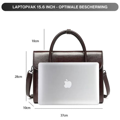 Dark Brown Leather Briefcase – Elegant & Spacious Work Bag