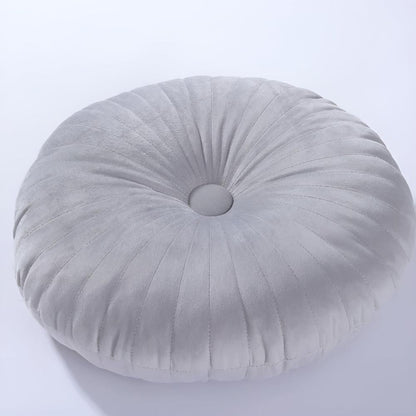 Round Velvet Decorative Cushion – Plush Pleated Throw Pillow in Multiple Trendy Colours