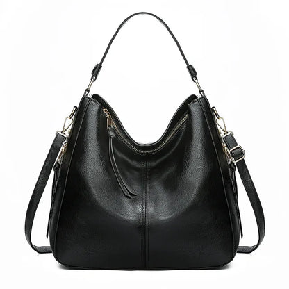 Spacious Luxe Vegan Leather Shoulder Bag – Comfortable Daily Tote with Multiple Pockets