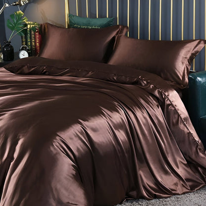 Premium Mulberry Silk Bedding Set – 100% Natural Mulberry Silk Duvet Cover with 2 Pillowcases – Hypoallergenic, Breathable, Temperature-Regulating, and Skin-Friendly