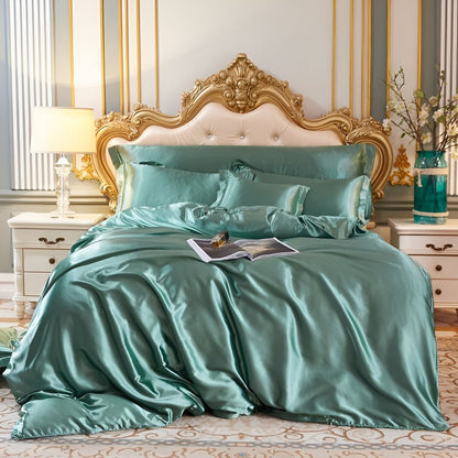 Premium Mulberry Silk Bedding Set – 100% Natural Mulberry Silk Duvet Cover with 2 Pillowcases – Hypoallergenic, Breathable, Temperature-Regulating, and Skin-Friendly