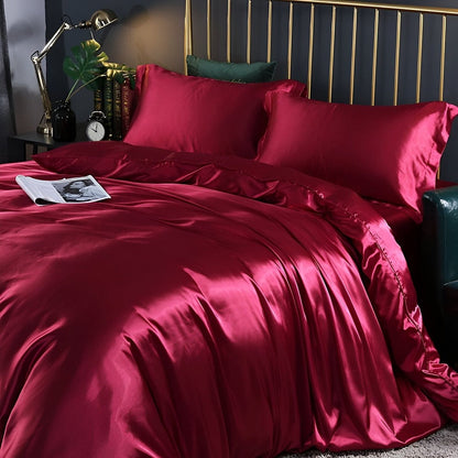 Premium Mulberry Silk Bedding Set – 100% Natural Mulberry Silk Duvet Cover with 2 Pillowcases – Hypoallergenic, Breathable, Temperature-Regulating, and Skin-Friendly