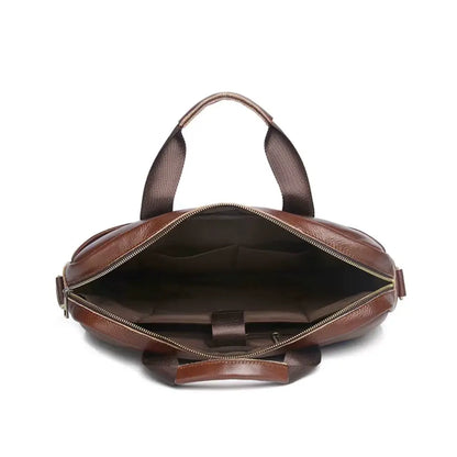 Premium Leather Laptop Bag for Men – 15.6" Briefcase with Padded Compartment & Organizational Features