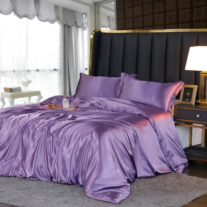 Premium Mulberry Silk Bedding Set – 100% Natural Mulberry Silk Duvet Cover with 2 Pillowcases – Hypoallergenic, Breathable, Temperature-Regulating, and Skin-Friendly