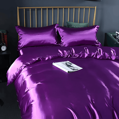 Premium Mulberry Silk Bedding Set – 100% Natural Mulberry Silk Duvet Cover with 2 Pillowcases – Hypoallergenic, Breathable, Temperature-Regulating, and Skin-Friendly