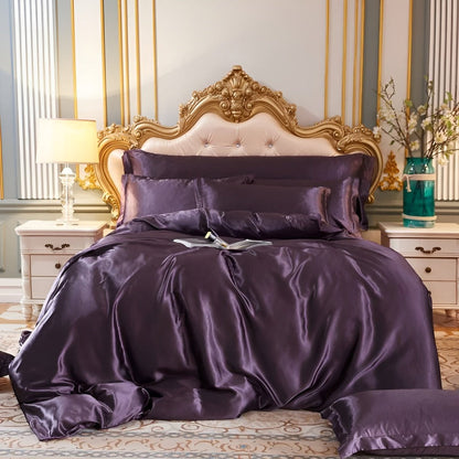 Premium Mulberry Silk Bedding Set – 100% Natural Mulberry Silk Duvet Cover with 2 Pillowcases – Hypoallergenic, Breathable, Temperature-Regulating, and Skin-Friendly