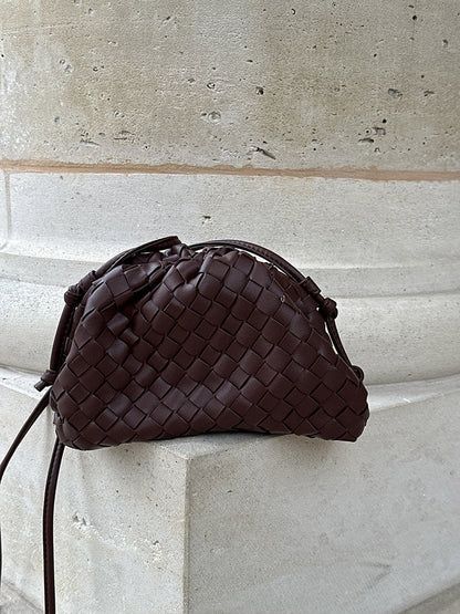 Amelia Mini Vegan Leather Shoulder Bag – Compact Woven Crossbody for Women