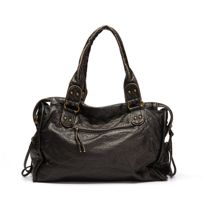 Luxe Black Leather Tote Bag for Women – Timeless Design with Spacious Interior
