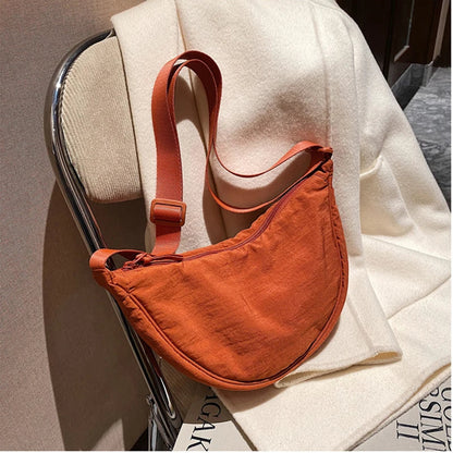 Orange Round Shoulder Bag – Trendy Minimalist Crossbody / Everyday Bag