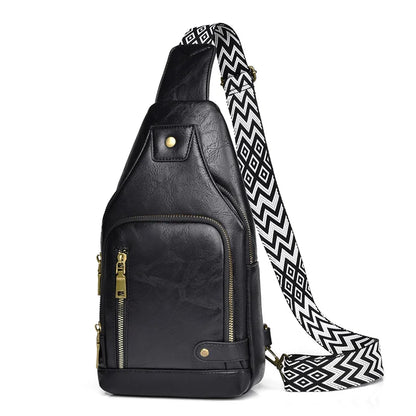 Vintage PU Leather Crossbody Sling Bag with Wide Strap & Multiple Compartments – Adjustable Shoulder / Crossbody, Stylish Everyday Bag