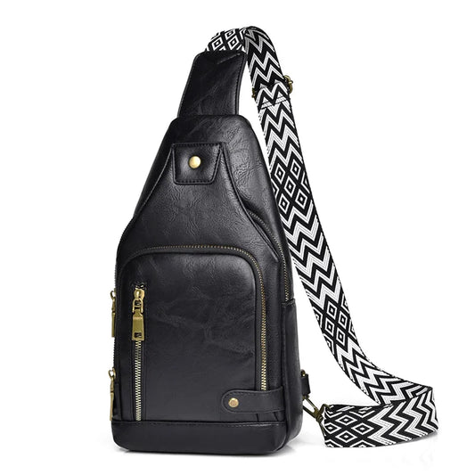 Vintage PU Leather Crossbody Sling Bag with Wide Strap & Multiple Compartments – Adjustable Shoulder / Crossbody, Stylish Everyday Bag