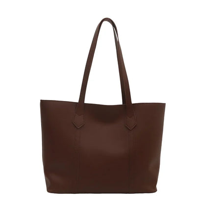 Elegant Structured PU Leather Tote Bag for Women – Retro Korean-Inspired Design with Spacious Interior