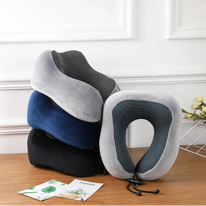 Ergonomic Memory Foam Travel Neck Pillow – Comfortable Support for Airplane, Car & Train Journeys