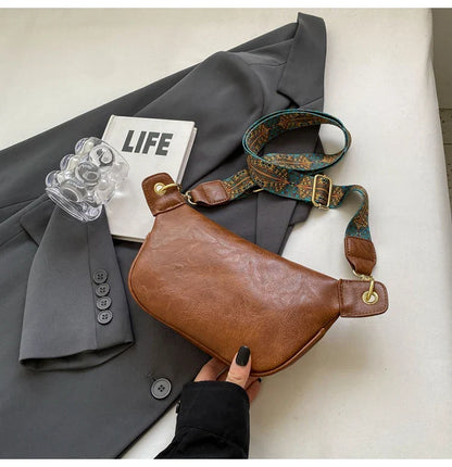 Luxurious Leather Crossbody Belt Bag – Versatile Waist & Shoulder Bag with Wide Strap