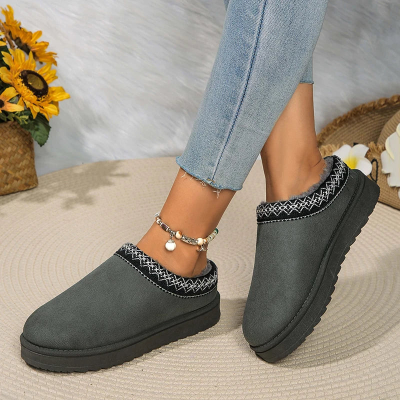Fleece-Lined Winter Slippers for Women & Men – Warm Indoor House Shoes