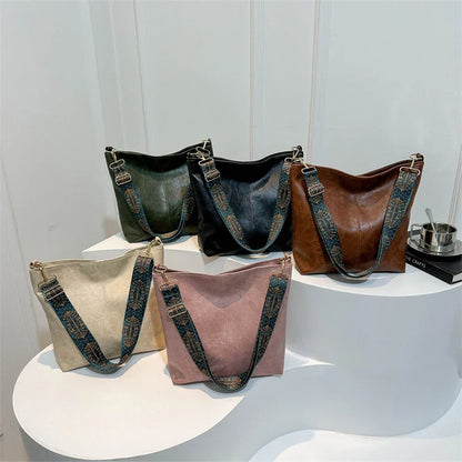 Stylish Brown Handbag with Wide Shoulder Strap – Spacious & Elegant