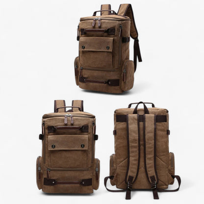Vintage Canvas Backpack – Durable Unisex Rucksack with Laptop Compartment