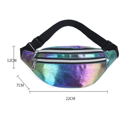 Holographic Crossbody Hip Bag – Trendy Festival Waist Pack with Adjustable Strap