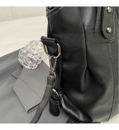 Stylish PU Leather Shoulder Bag – Spacious Tote with Multiple Pockets for Women