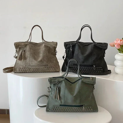 Women’s Large Faux Leather Tote Bag | Spacious Shoulder / Handbag for Work & Daily Use