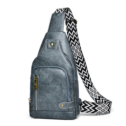 Vintage PU Leather Crossbody Sling Bag with Wide Strap & Multiple Compartments – Adjustable Shoulder / Crossbody, Stylish Everyday Bag