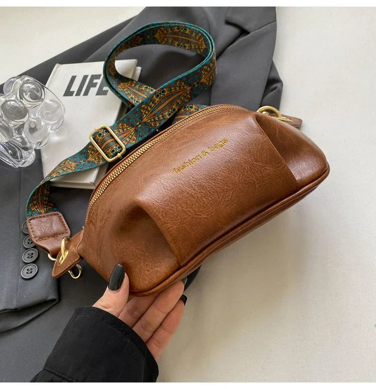 Luxurious Leather Crossbody Belt Bag – Versatile Waist & Shoulder Bag with Wide Strap