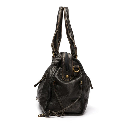 Luxe Black Leather Tote Bag for Women – Timeless Design with Spacious Interior